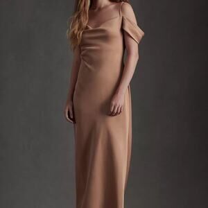 BHLDN Ira Satin Charmeuse Dress in Sand Dune sz 6